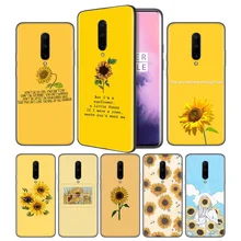 Aesthetics Sunflower Novelty Soft Black Silicone Case Cover for OnePlus 6 6T 7 Pro 5G Ultra-thin TPU Phone Back Protective