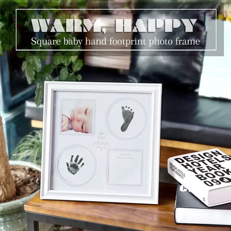 

Wood DIY Newborn Baby Handprint Footprint Non-Toxic Touch Ink Pad Photo Frame Girl Boy Infant Baby Keepsake Gift Decoration