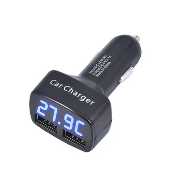 

4 in 1 Dual USB DC 5V 3.1A Universal Car Charger Adapter with Voltage/temperature/Current Meter Tester Digital LED Display