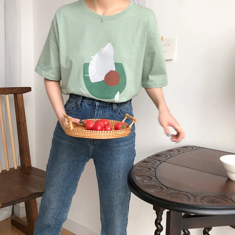

4 colors 2019 summer korean style color patchwork loose short sleeve cotton t-shirts womens tops tee shirt femme (F3670)