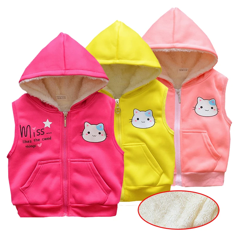 New Fashion Velvet Warn Baby Girl Vest Hooded Infant Baby Girl Clothes