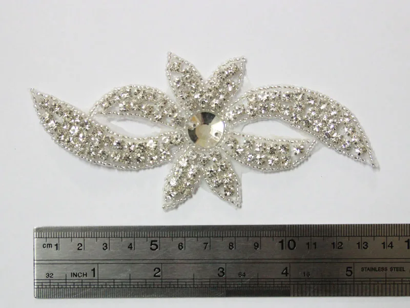 

Free Shipping 20 pcs/lot 5.5'' Rhinestone Applique for Wedding Gown Bridal Sash Evening Wear Rhinestone Patch LSAP0905