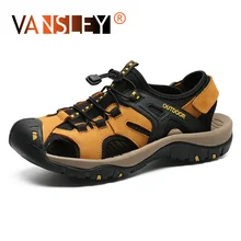 Мужские мягкие сандалии; брендовые летние сандалии из натуральной кожи; пляжные шлепанцы в римском стиле для прогулок; мужские мокасины; кроссовки; повседневная обувь