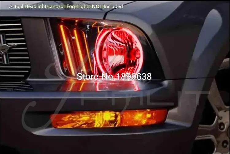 Для 2005-2009 Ford Mustang RGB светодиодный ГЛАЗА АНГЕЛА Halo КОЛЬЦА фары лампы разных цветов переключения с дистанционным управлением