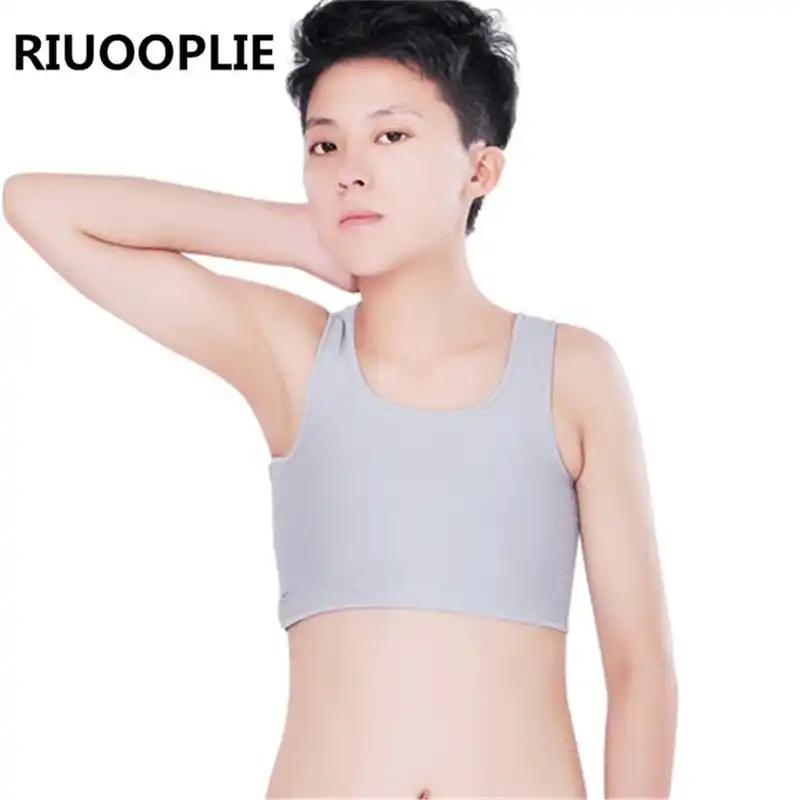 RIUOOPLIE Les lesbies Повседневная дышащая Пряжка короткий нагрудный бандаж Транс жилет топы размера плюс S-5XL # SM-0006 - изображение