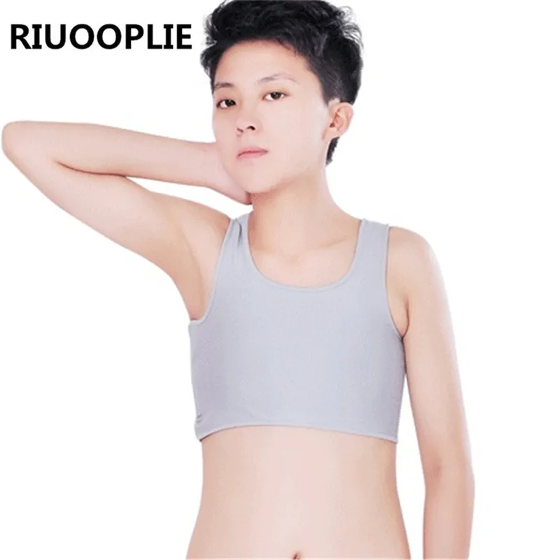Riuooplie Les Лесбиянки Повседневное дышащий Пряжка Короткие грудь утяжка для груди Транс жилет топы плюс Размеры S-5XL # SM-0006 - изображение