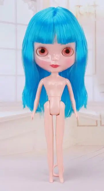 Модный стиль, Мини кукла blyth, цветные волосы, средняя прическа, Обнаженная кукла, для тела, модные игрушки для девочек, 30 см, без одежды - Цвет: Синий