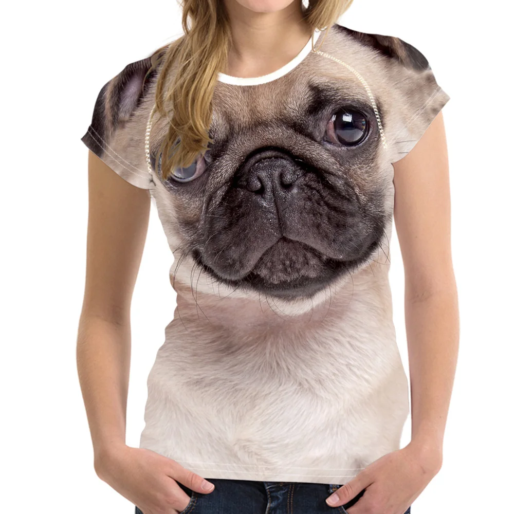 NoisyDesigns Cute Dog T shirts for Women Top Summer Elastic Short T