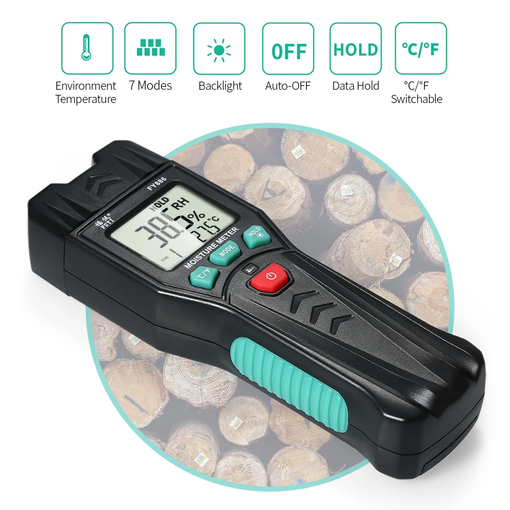 

Moisture Meter For Wood Humidity Thermometer Hygrometer Meter Plants Moisture Tester with 7 Mode Backlight Data Hold for Cement