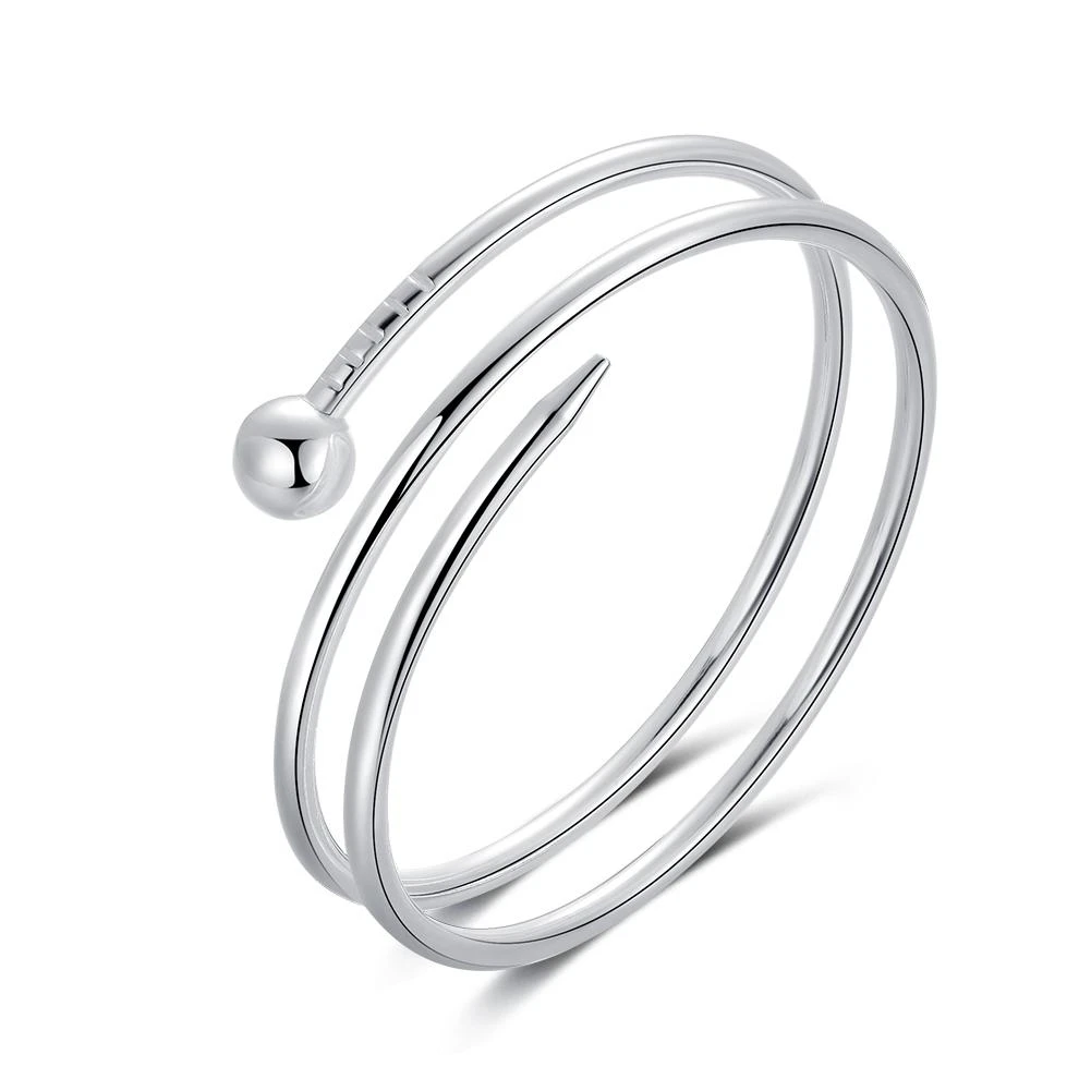 Sterling Silver Plated Anna Bracelet-Sterling Silver Plated Pin Wrap Bangle