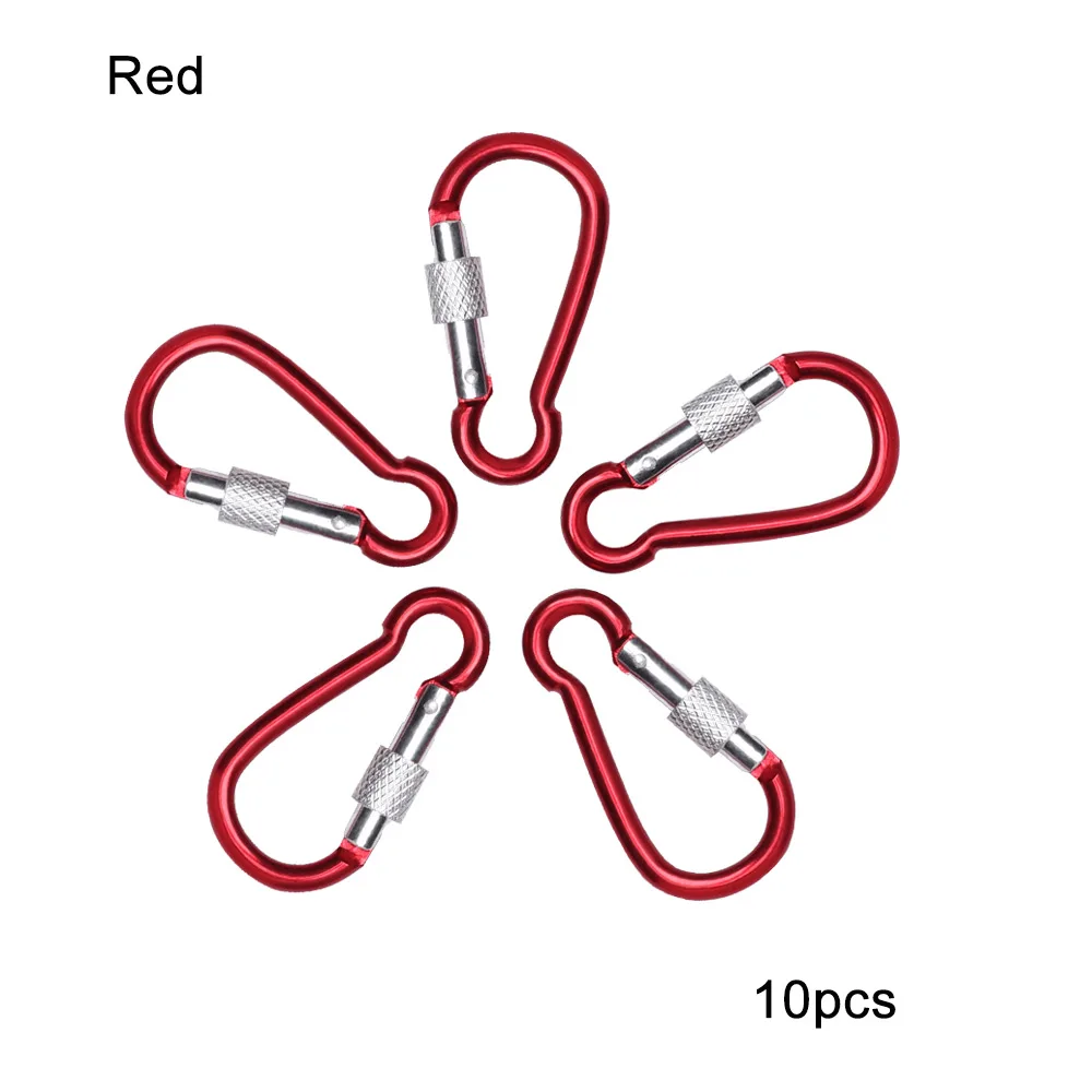 10 шт Спорт на открытом воздухе мульти цвета Алюминиевый Сплав безопасности брелок-карабин для ключей лазание по горам Карабин Кемпинг походный крюк - Цвет: red