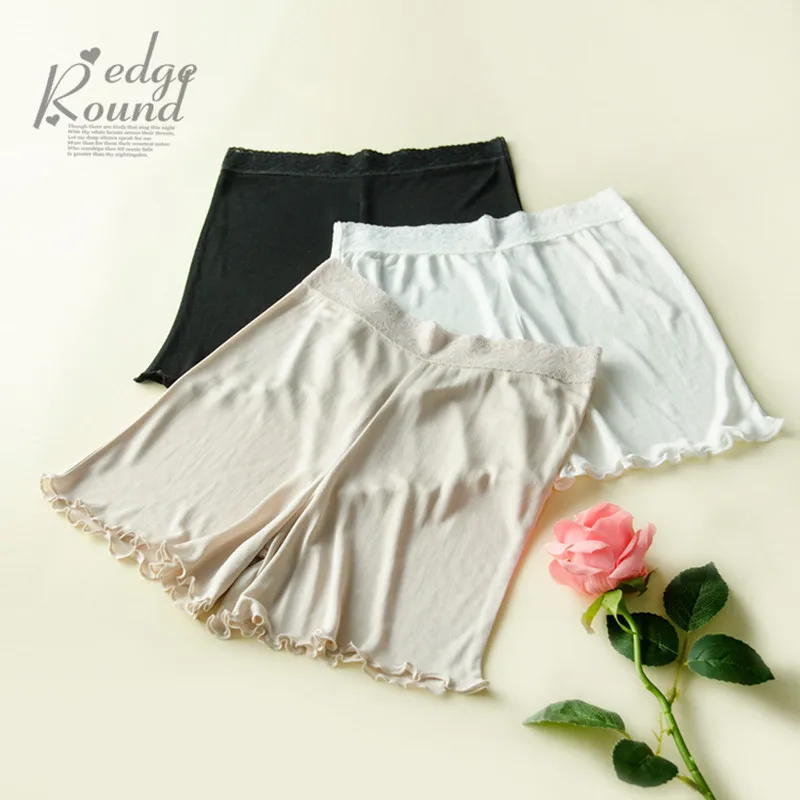 

100% Mulberry Silk Skin-friendly Women Knitted Pure Silk Safety Short Pants M L XL Free Shipping