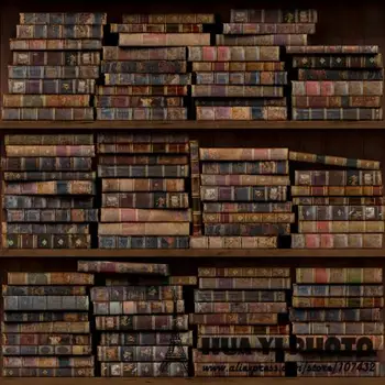 

Bookshelf photography backdrop printed with various vintage retro books studio bookshelf backdrops background D-8272