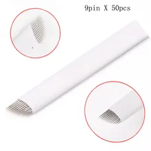 50 шт. высококачественные одноразовые, для микрообработки перманентные иглы ручка-держатель игл micro blade 9pin для бровей