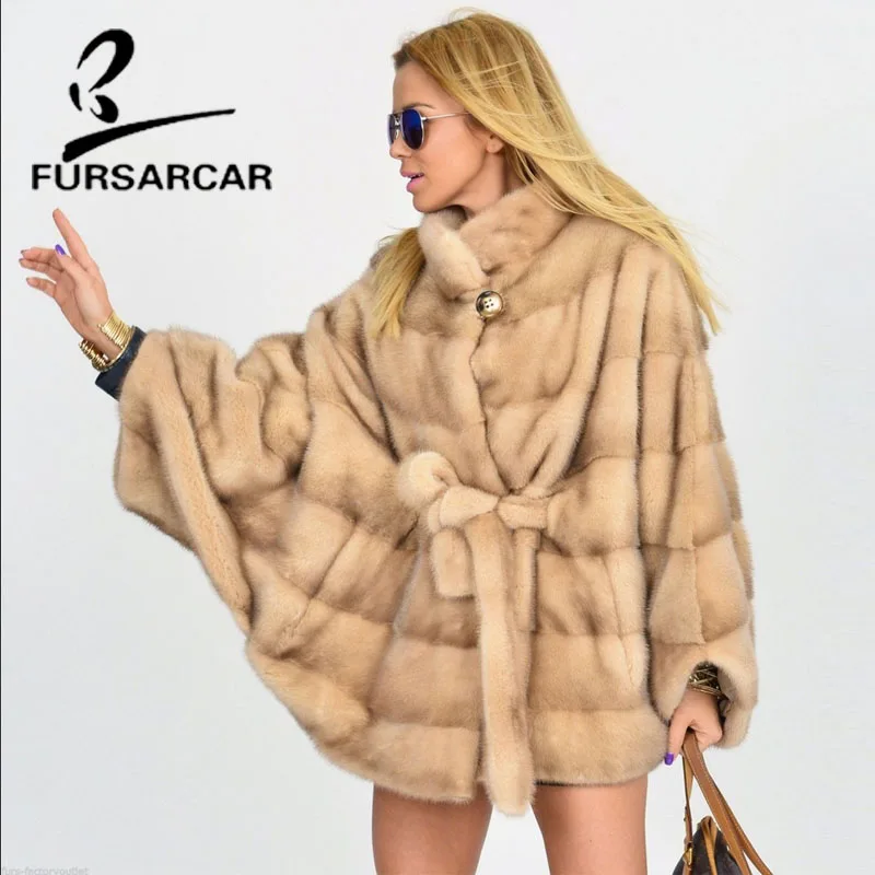 FURSARCAR новинка 2020 женские зимние пальто из натурального меха с воротником стойкой