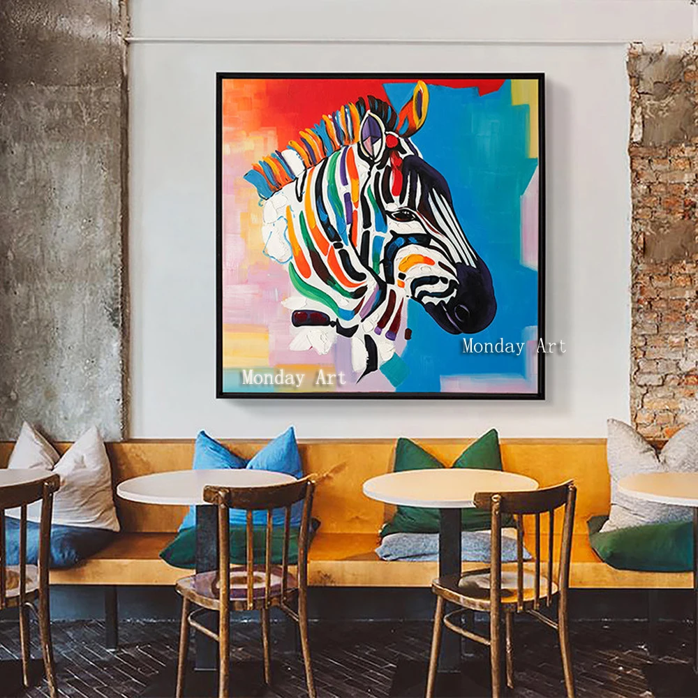 g The-100-Hand-painted-abstract-Modern-colorful-zebra-head-Painting-On-Canvas-Wall-Art-Wall-Painting (6)