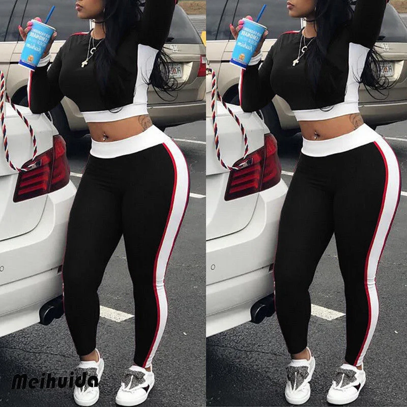 

Women 2Pcs Tracksuit Long Sleeve Sweatshirt Pants Jumpsuit Ladies Casual Suit