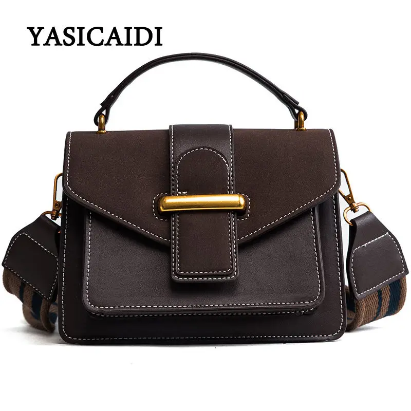 

New Women Bags pu Leather Flap Handbags Vintage Totes Bags Female Women Handbag Bag Luxury Designer Bags Wide Shoulder Strap