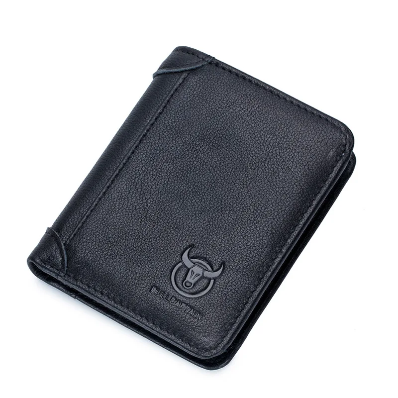 Black BULLCAPTAIN Лидер продаж Новые короткие модные 6 цветов джентльменский Бумажник Европейский Стиль, кожаный клетчатый кошелек Брендовые мужские кошельки - Цвет: Black