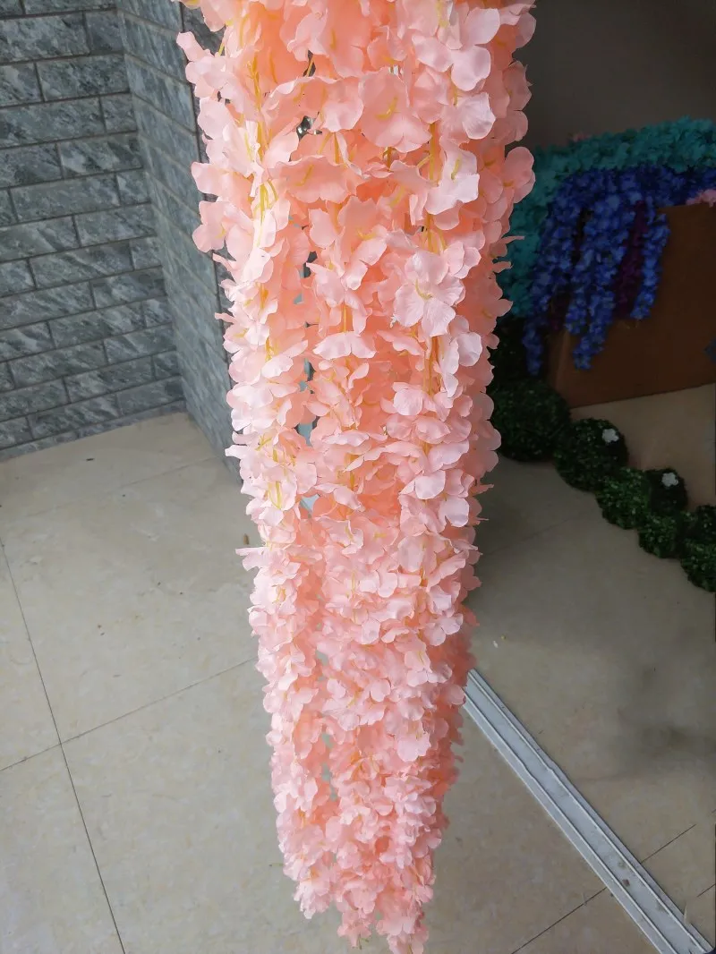 mesh pink 180 см белый моделирование искусственный цветок Гортензия шелк Виноградная лоза для свадьбы украшения сада 10 шт./лот - Цвет: mesh pink