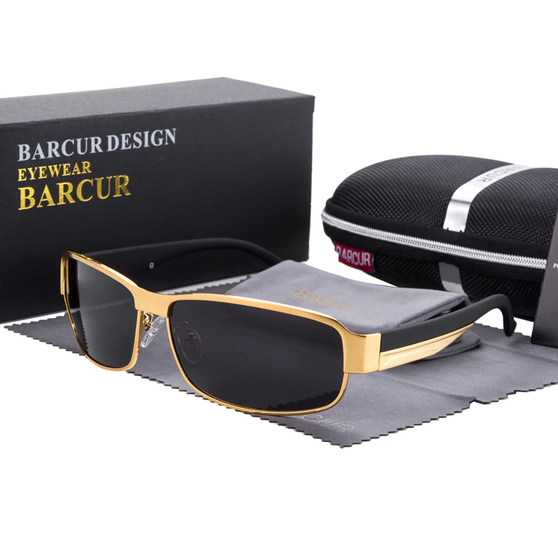 BARCUR, модные мужские солнцезащитные очки для вождения, поляризационные солнцезащитные очки с защитой от уф400 лучей, фирменный дизайн, очки высокого качества