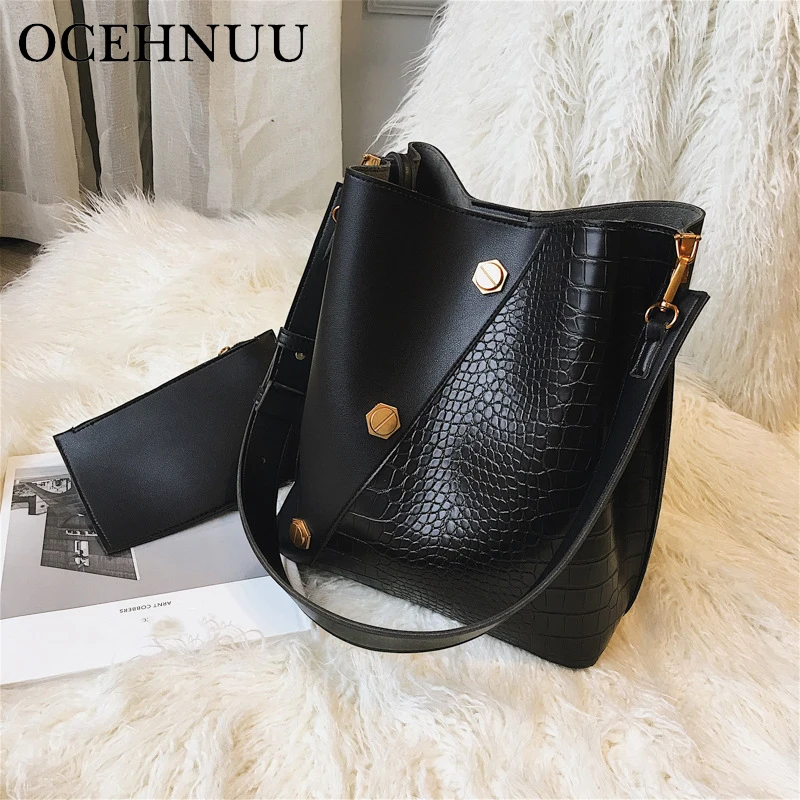 

OCEHNUU Vintage Bucket PU Leather Shoulder Bag Women Bag Handbag Luxury Designer Messenger Bags Tote Purse Female Bolsos Mujer