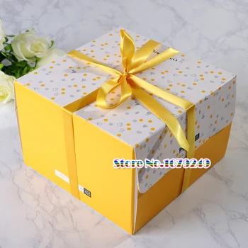 

20pcs 6 inch 8 inch cake box with window handle, Kraft paper cheese cake box kids Birthday wedding home Party