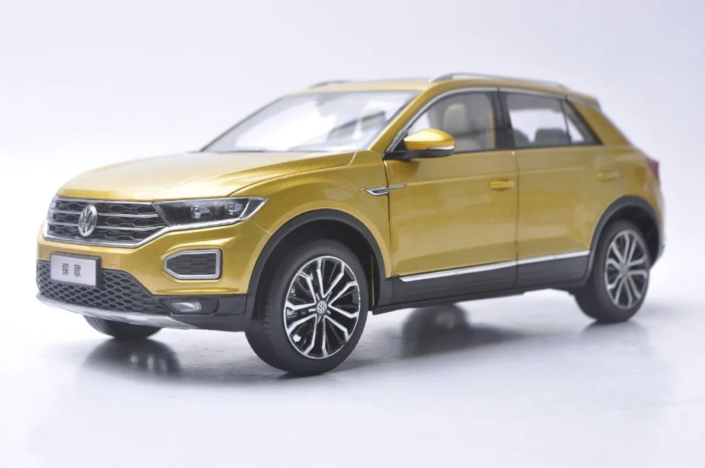Модель литая под давлением в масштабе 1:18 для Volkswagen VW T ROC 2018 Gold SUV игрушечный