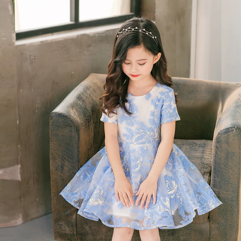 Family matching clothes children clothing women kids baby girl fashion big hem full-skirt dress mother and daughter summer dress contrast binding slit hem printed skirt