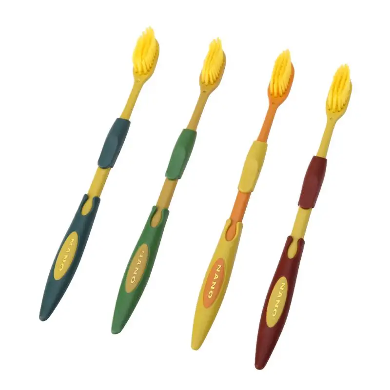 4 шт. зубная щетка Бамбук Зубная щетка двойная ультра мягкая Угольная щетка для выпрямления волос уход за полостью рта нано-антибактериальная зубная щетка мягкий инструмент