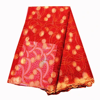 

African lace fabric 2019 high quality lace nigerian lace fabric red african tulle lace with stones for wedding or party dress
