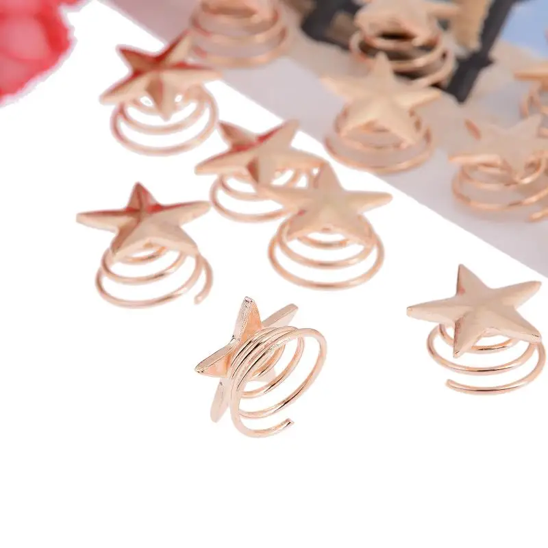 

6pcs Golden Wedding Bridal Hair Pins Twists Coils Five Star Swirl Spiral Hairpins Fashion Hair Jewelry Accessories