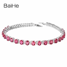 BAIHE Solid 14 K белое золото 4-4.3ct Сертифицированный натуральный рубин юбилей женские классические ювелирные изделия Уникальный браслет