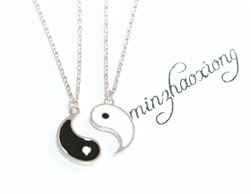 

New Large Ying and Yang Yin BEST FRIENDS Enamel 2 Necklace Pendant