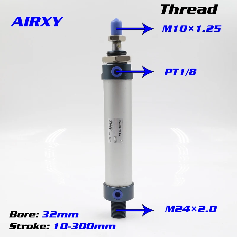 

MAL mini cylinder Double acting small air cylinder bore 32 stroke 10-300mm piston pneumatic cylinder MAL32-10S-CA