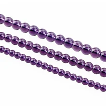 Tamaño de la mezcla de Color Púrpura Ronda Perlas Naturales de cristal Perlas 6/8/10mm Strand 15 “/Diy pulsera Collar De La Joyería de regalo de cumpleaños