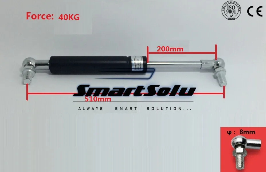 

Free Shipping 40kg 88lbs Lift Support Gas Strut Shock Spring Prop Black Silver Tone
