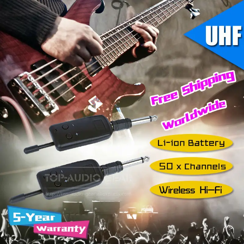 

Free Shipping Wireless Electric Guitar Bass Piano Violin Keyboard Microphone Transmitter Receiver Audio Cable Line In Out System