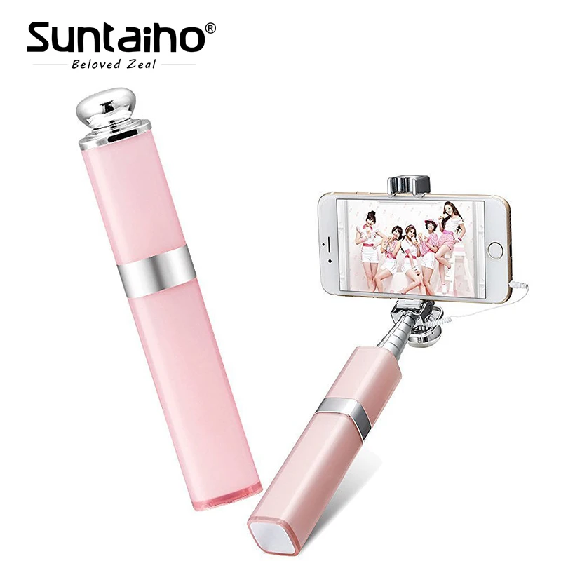 Mini Monopod Wireless handheld Selfie stick Remote Shutter Lipstick Design Phone selfie tripod for iPhone Android