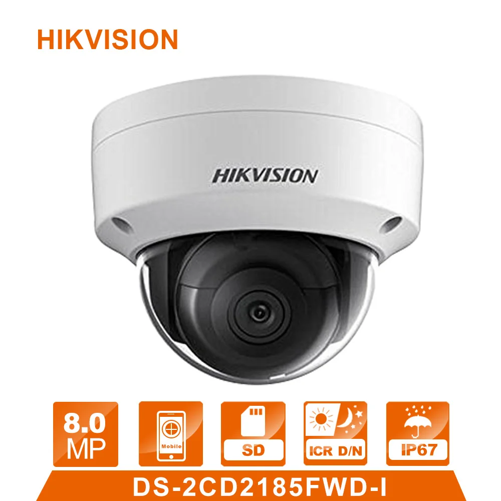 

Original Hik English Version DS-2CD2185FWD-I 8MP Network Dome IP Camera POE H.265 IR IP67 cctv camera SD Card Slot