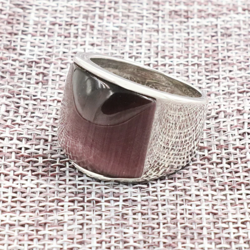 

New Fashion Party Stone rings 361L Stainless Steel Silver Simple Jewelry Ring With Blue Opal For Men Women High Quality Ring 323