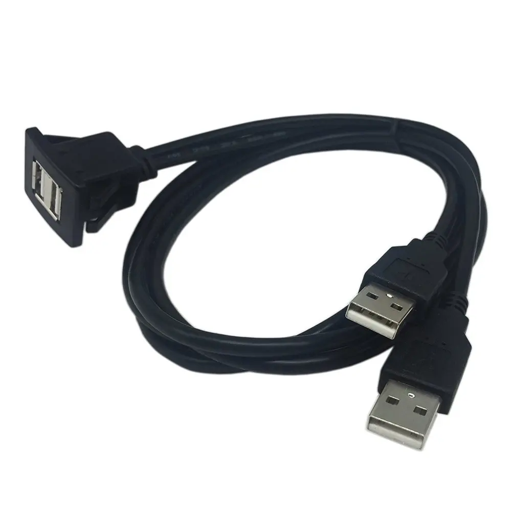 

USB2.0 Flush Mount Cable 1M/2M Double/Single USB Port Extension Flush Dashboard Panel Mount Cable for Car Boat Motorcycle