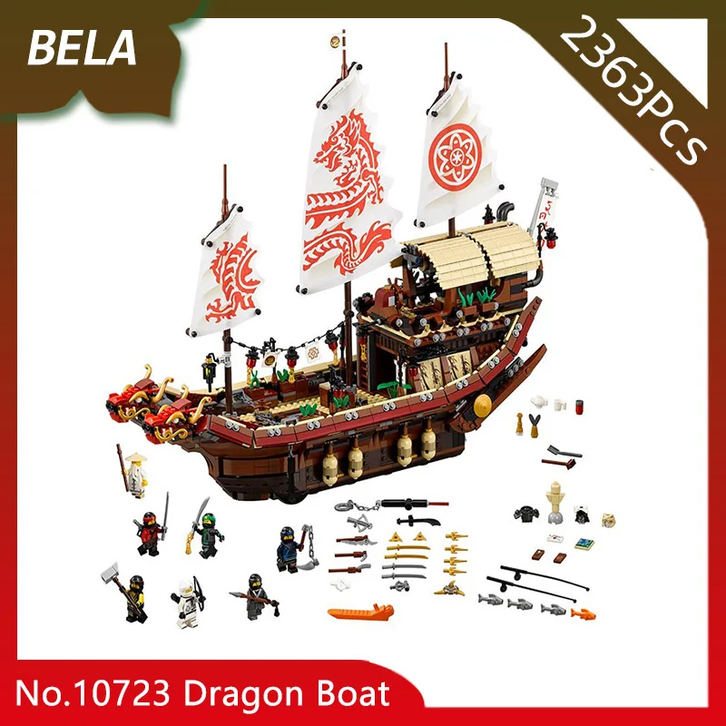 

Bela 10723 Ninja Series 2363pcs The Destiny Bounty Dragon Boat Building Blocks Bricks Educational Compatible with Legoings