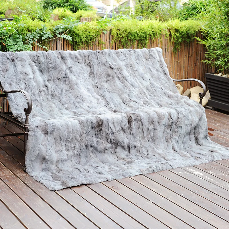 CX-D-11T Европейская мода Индивидуальный размер Настоящее одеяло из меха кролика большой диван гостиная ковер пол пледы одеяло