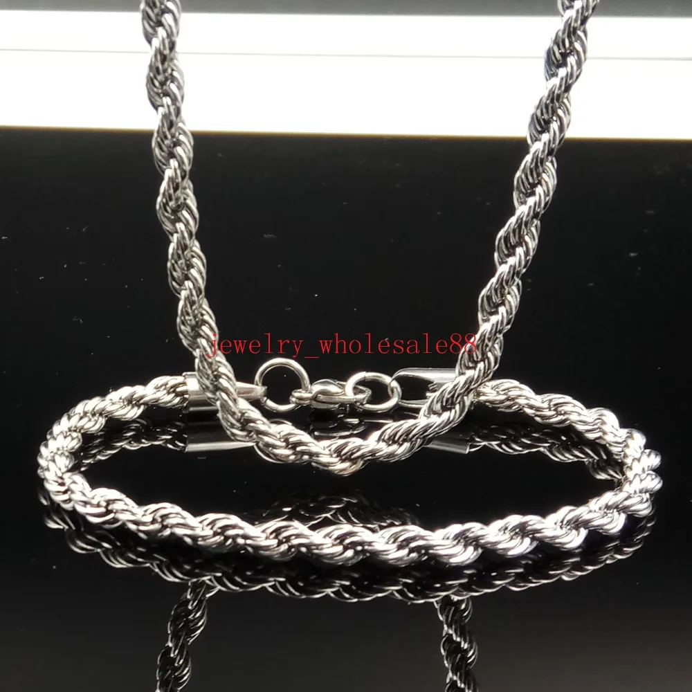 New List stainless steel Singapore twisted chain Necklace + Bracelet