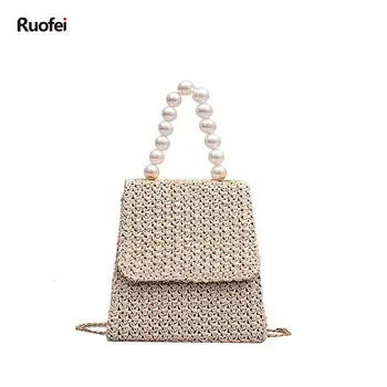 

New Style Straw Shoulder Bag Women Summer Rattan Bag Handmade Woven Beach Circle Bohemia Fashion chain shoulder bag