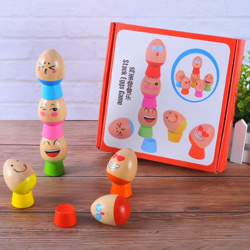

Baby Montessori Educational Color Geometric Shapes Assembled Balancing Blocks Wooden Toys Beech Balance Game Gift For Child
