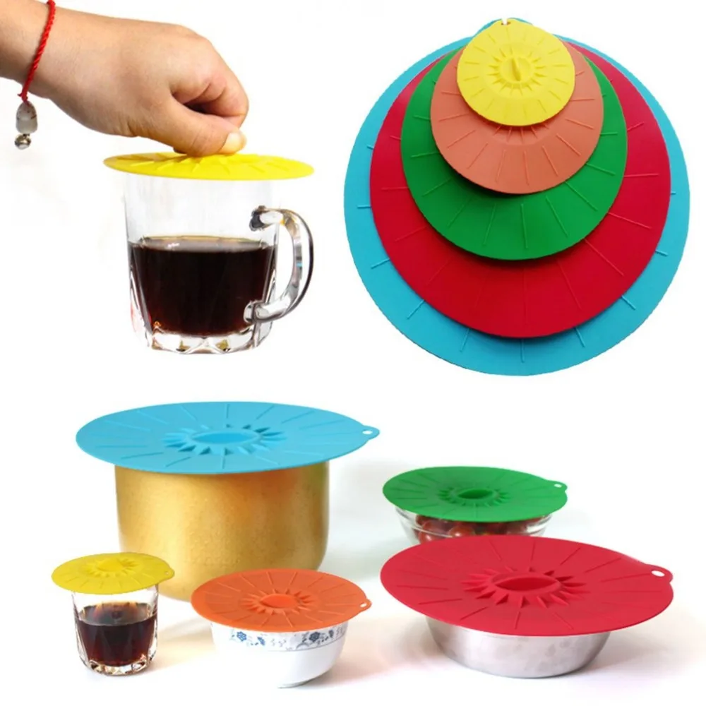 5pcs/set Silicone lid Spill Stopper Cover For Pot Pan Microwave Food