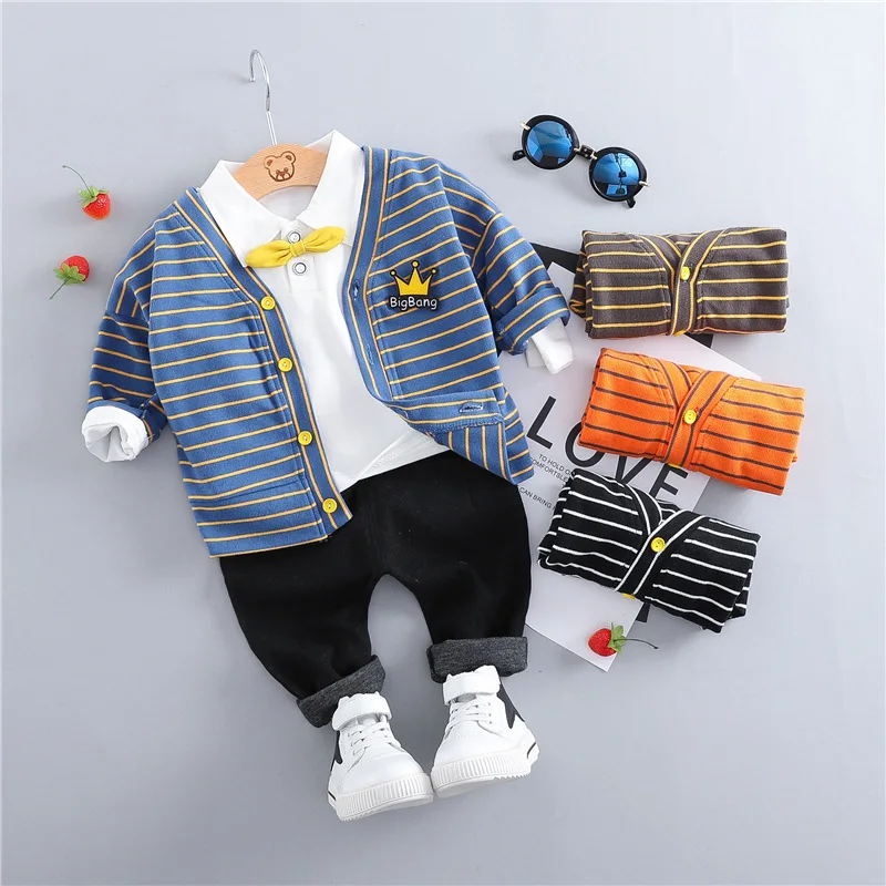 

2019 Sale Carters Official Store Boy Gentleman Leisure Suits In The Spring Of 0-3 Infant Stripe Cardigan Brim Three-piece Suit