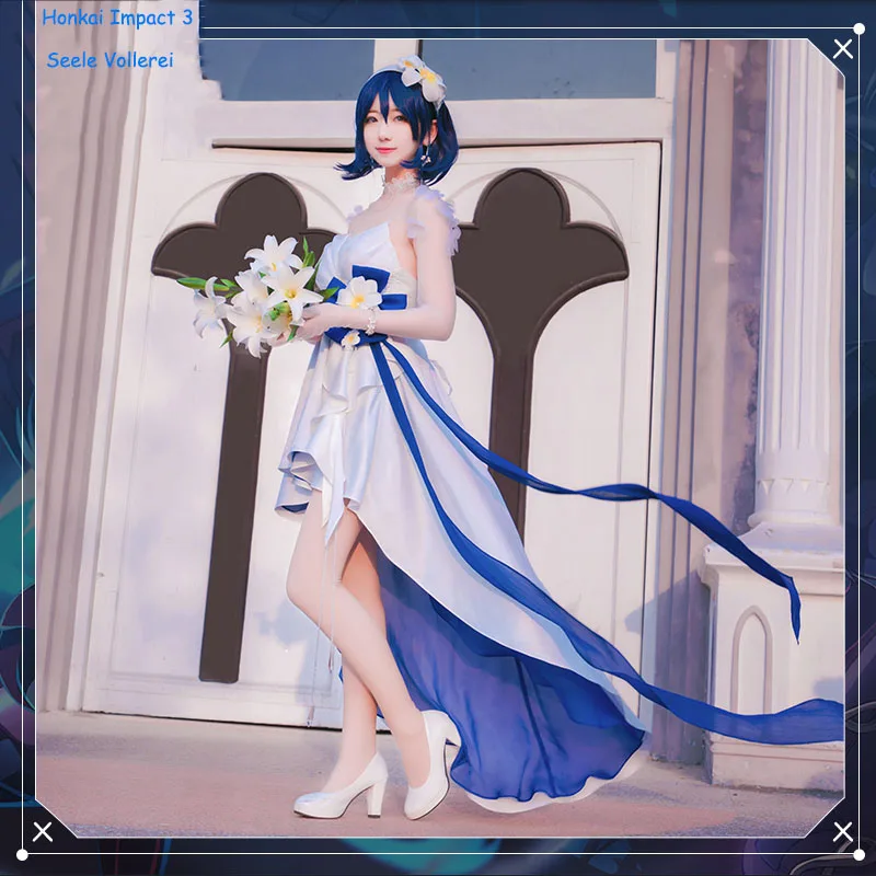 

Anime! Honkai Impact 3 Seele Vollerei Skin White Anniversary Prom Dress Sexy Elegant Uniform Cosplay Costume Free Shipping